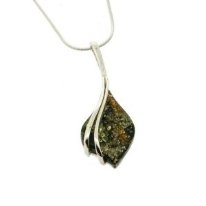 AAP363G - 2 Wave pendant in green amber