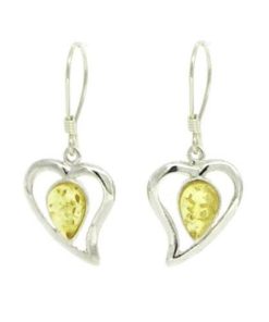 AJE10L - Heart earrings in lemon amber - Masterpieces.nl