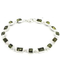 AB4114 - Small rectangles bracelet in green amber - Masterpieces.nl