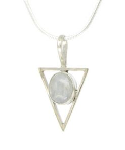 NSP23M - Small triangle pendant with oval moonstone - Masterpieces.nl