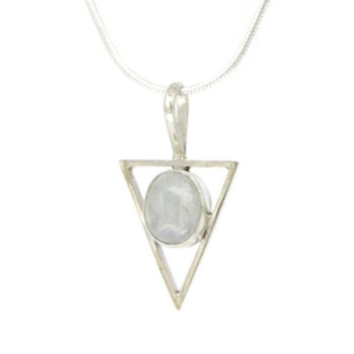 NSP23M - Small triangle pendant with oval moonstone - Masterpieces.nl