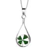 CPX01 - Silver teardrop surround Pendant with Four leaf clover - Masterpieces.nl