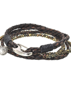 002GD2 - Stainless steel and brown leather with gold coated spinal - Treasures - Masterpieces.nl