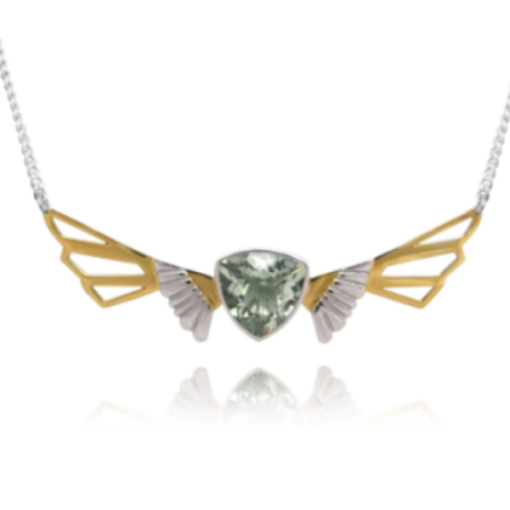 ABGWN1G - Wing necklace with Green Quartz - Anne Byers - Masterpieces.nl