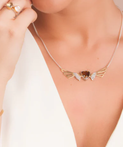 ABGWN1R - Wing necklace with rose Quartz and Rose Gold - Anne Byers - Masterpieces.nl