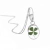 CP01 - Silver oval Pendant with Four leaf clover - Masterpieces.nl