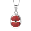 PP01 - Silver oval Pendant with Poppy flowers - Shrieking Violet - Masterpieces.nl