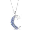 MSP01 - Silver Moon and Star Pendant with Forget me not flowers - Masterpieces.nl