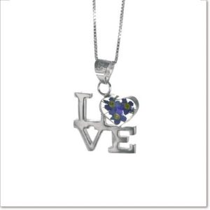 LOVE01 - Silver Pendant with Forget me not flowers - Masterpieces.nl
