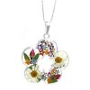 MP11 - Silver double flower Pendant with Mixed flowers and Rose and Daisy - Masterpieces.nl