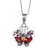 MP46 - Silver medium butterfly Pendant with Mixed flowers - Masterpieces.nl