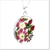 VBP06 - Silver oval Pendant with Pink Verbena flowermix - Masterpieces.nl