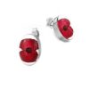 PE02 - Silver oval stud Earrings with Poppy flowers - Masterpieces.nl