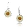WDE01 - Silver small round drop Earrings with white Daisy - Masterpieces.nl