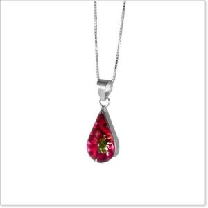 HP07 - Silver small teardrop Pendant with Heather - Masterpieces.nl