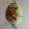 PR5979GR Blue - Yellow Egg decorated with classic flowers and blue ribbon
