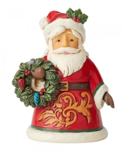 6004298 - Santa Holding Wreath Mini Figurine - Masterpieces.nl