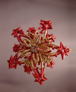T0801RGO - Acryl red/gold star snowflock - Masterpieces.nl