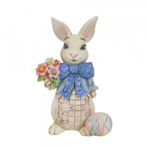 6010277 - Bunny with Bow and Flowers Mini Figurine - Masterpieces.nl