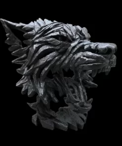 EDB04B - Wolf Bust (Black) - Edge Sculpture - Masterpieces.nl