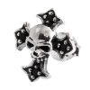 JTPC1022BLK - Zilveren oorbel in de vorm van een kruis met schedel en zwart glas - Joint Taboo - Masterpieces.nl
