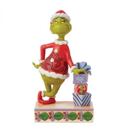 6015218 - Grinch Leaning on Stacked Gifts Figurine - Masterpieces.nl