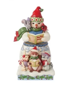 6015455 - Snowman with Carolling Animals Figurine - Heartwood Creek - Masterpieces.nl