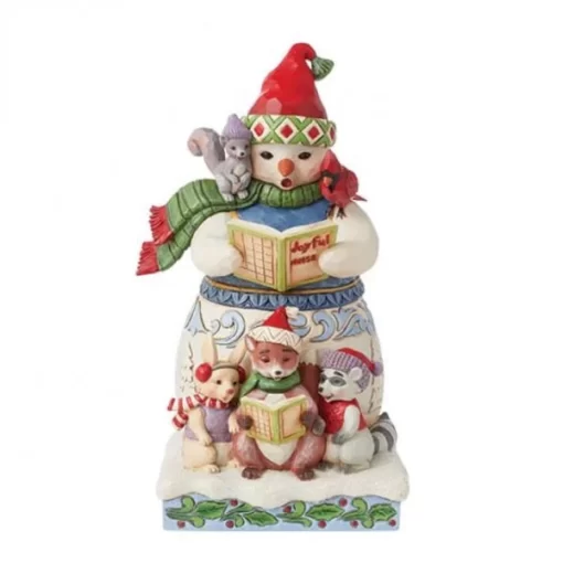 6015455 - Snowman with Carolling Animals Figurine - Heartwood Creek - Masterpieces.nl